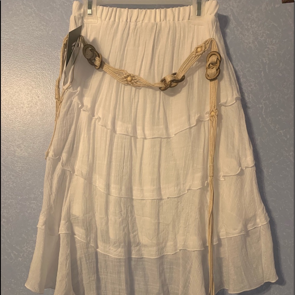 Brand new with tags a white lined gauzy skirt.